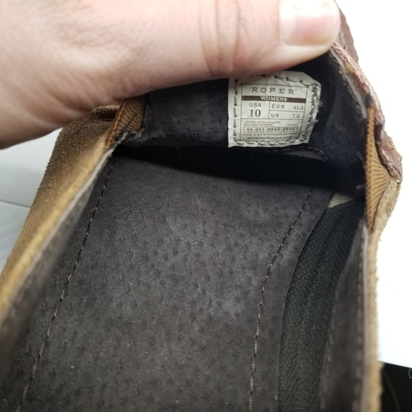 Roper brown suede western cow skull moccasins slip on loafers size 10 - Picture 9 of 9